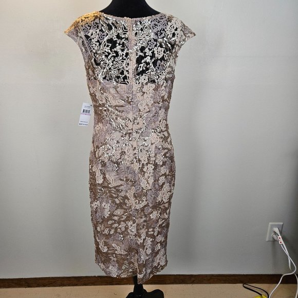 Alex Evenings Womens Elegant Pink Rose Sequined Zip Dress Party Wedding Size 6 - Picture 11 of 12